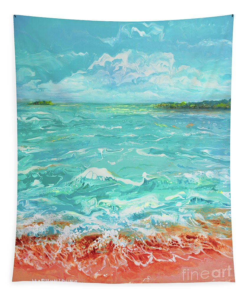 Ocean Tapestry featuring the painting Waves at Sombrero Beach by Marilyn Young