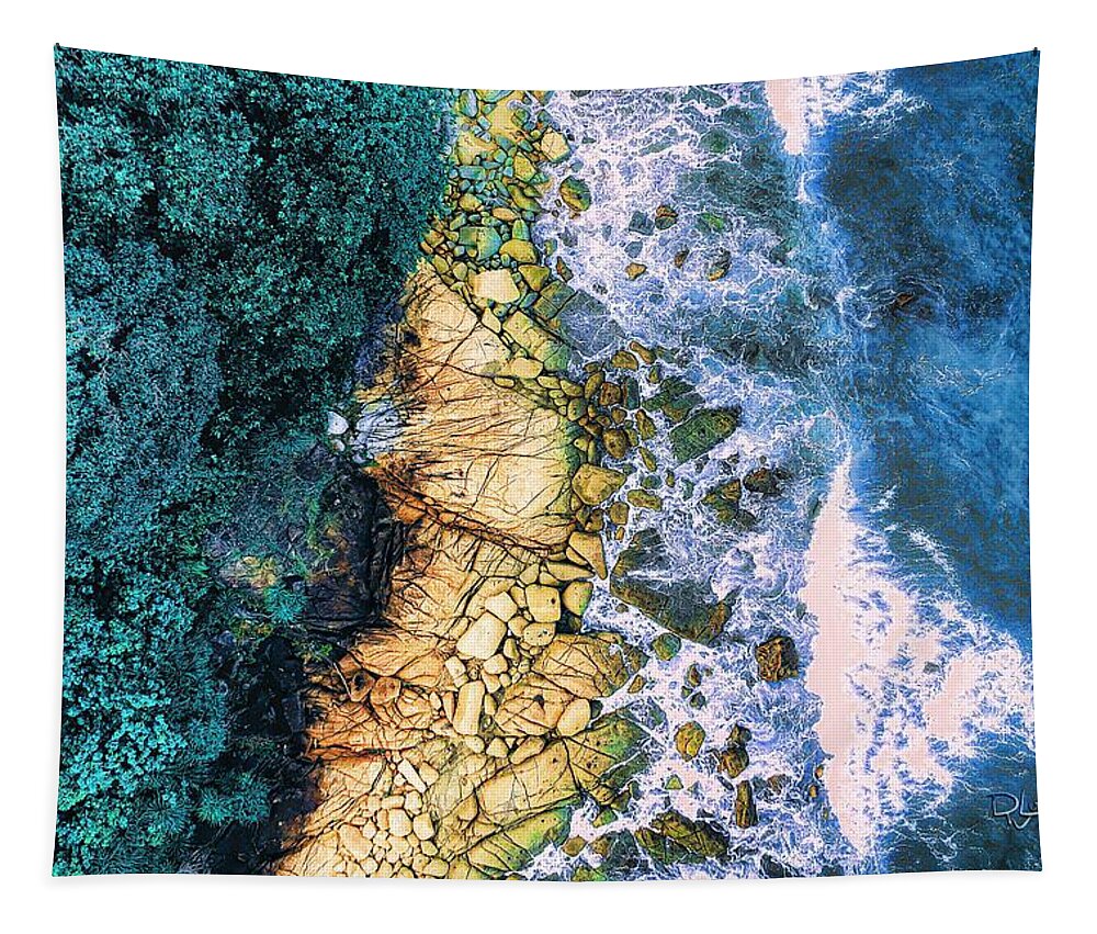Ocean Tapestry featuring the digital art Waves Interrupted by David Luebbert