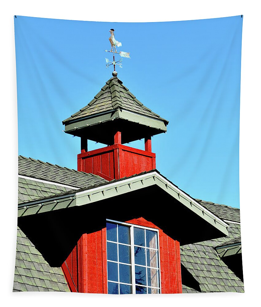 Weather Vane Red Window Gable Tapestry featuring the photograph Weather Vane Red Window Gable by Floyd Snyder