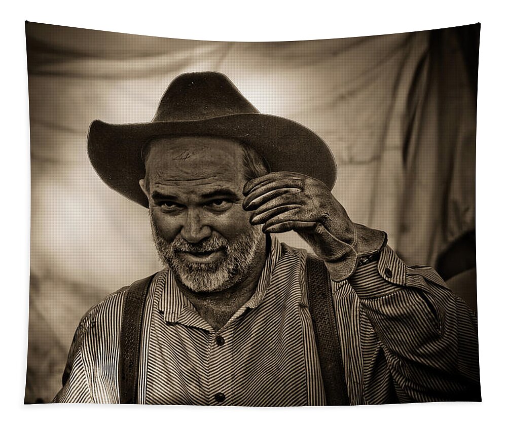 Western Cowboy Art Tapestry featuring the photograph Well, let me tell ya by Toni Hopper
