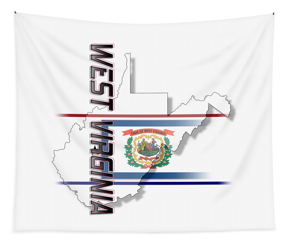 West Virginia Tapestry featuring the digital art West Virginia State Vertical Print by Rick Bartrand