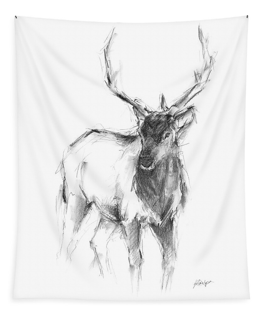 Western+moose Tapestry featuring the painting Western Animal Sketch II by Ethan Harper