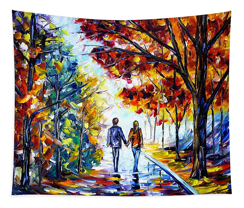 Beautiful Autumn Tapestry featuring the painting Wet Autumn Day by Mirek Kuzniar