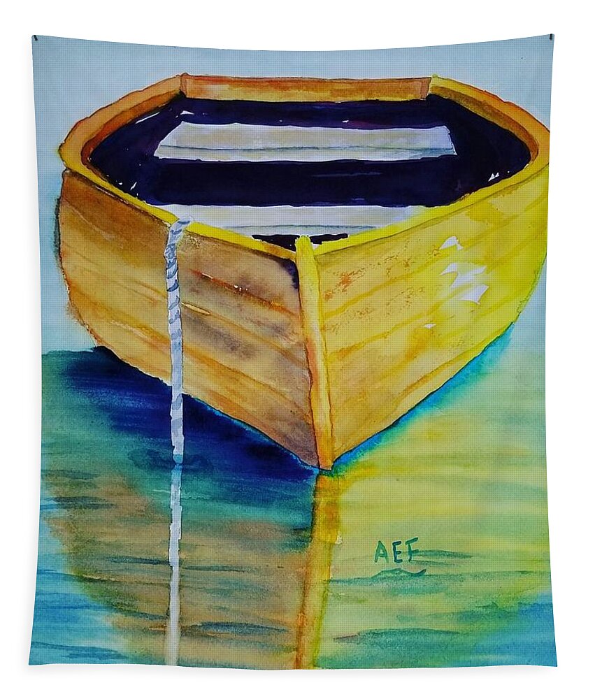 Boat Tapestry featuring the painting What floats your boat? by Ann Frederick