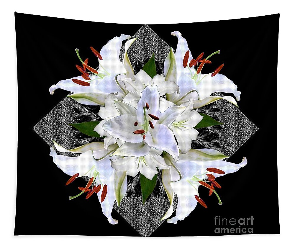 White Tapestry featuring the digital art White Lily Collage for Pillows by Delynn Addams