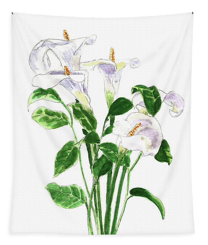 Calla Tapestry featuring the painting White Calla Lilies by Masha Batkova