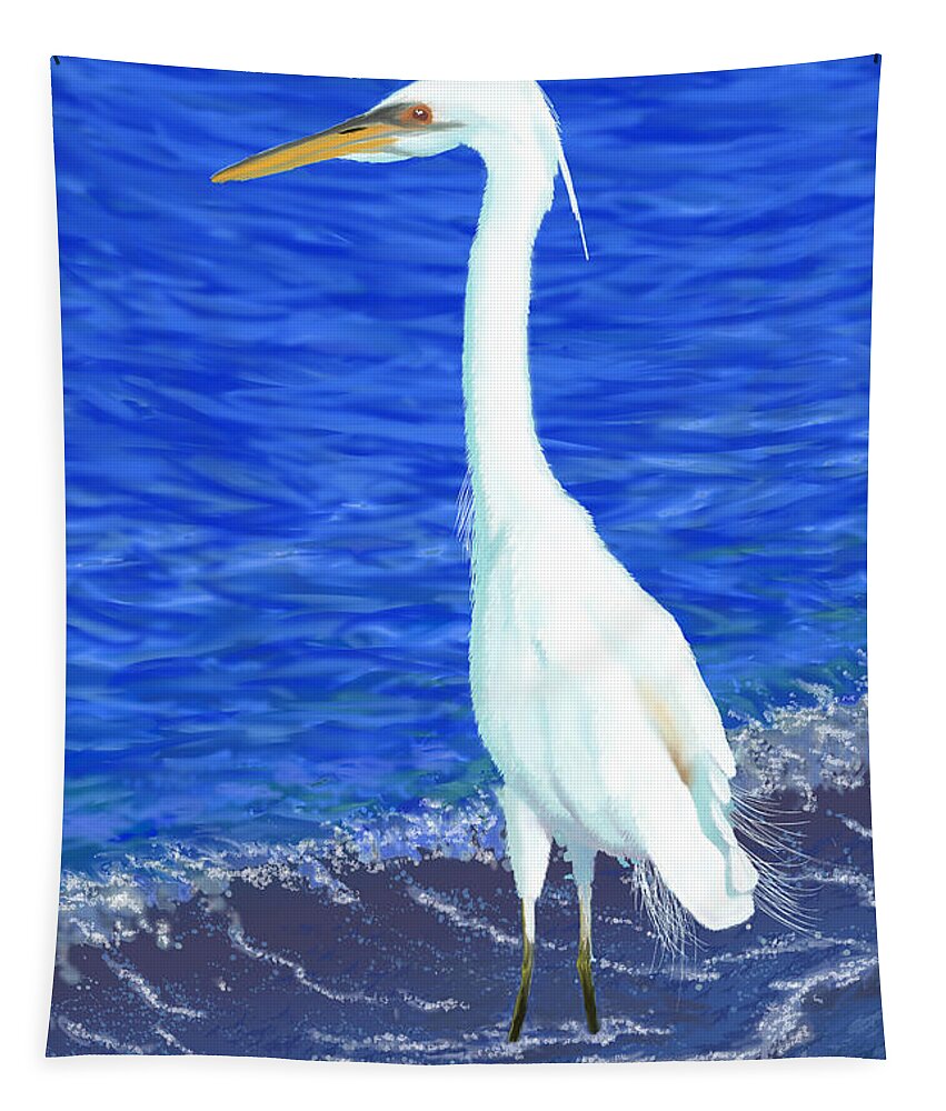 Gary Tapestry featuring the digital art White Heron Diva by Gary F Richards