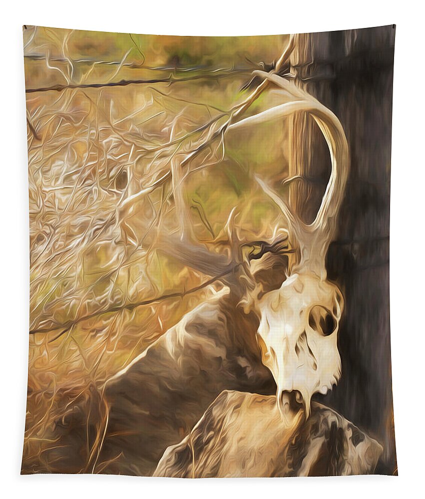 Kansas Tapestry featuring the photograph White-tail Deer 011 by Rob Graham