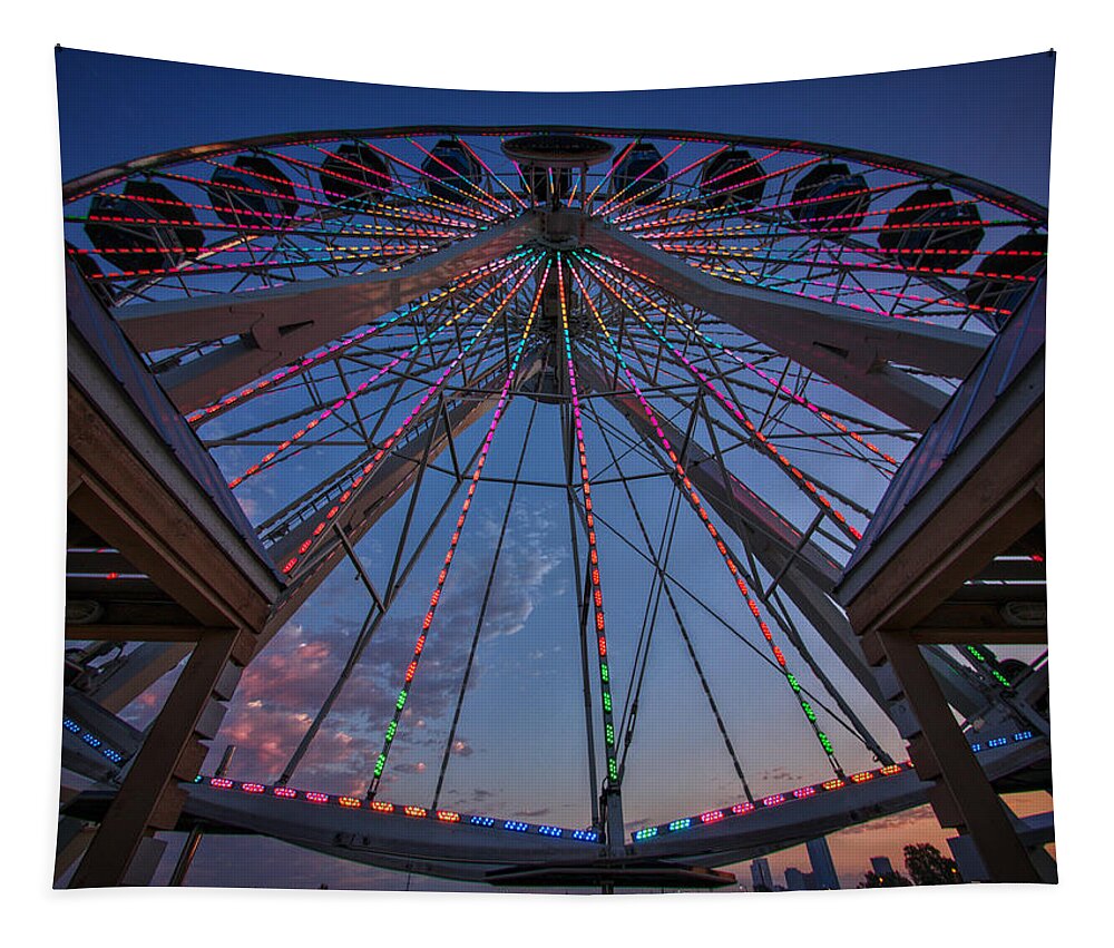 Wheeler Tapestry featuring the photograph Wide and Close Ferris Wheel by Buck Buchanan
