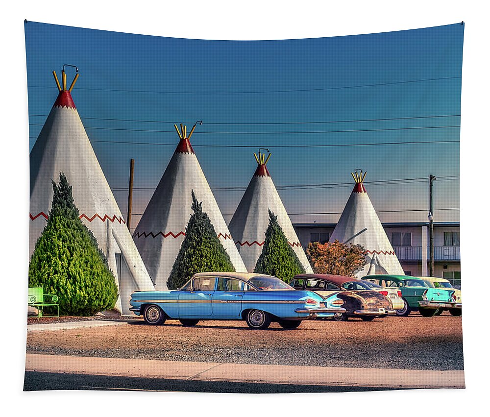 Holbrook Tapestry featuring the photograph Wigwam Motel Park by Micah Offman