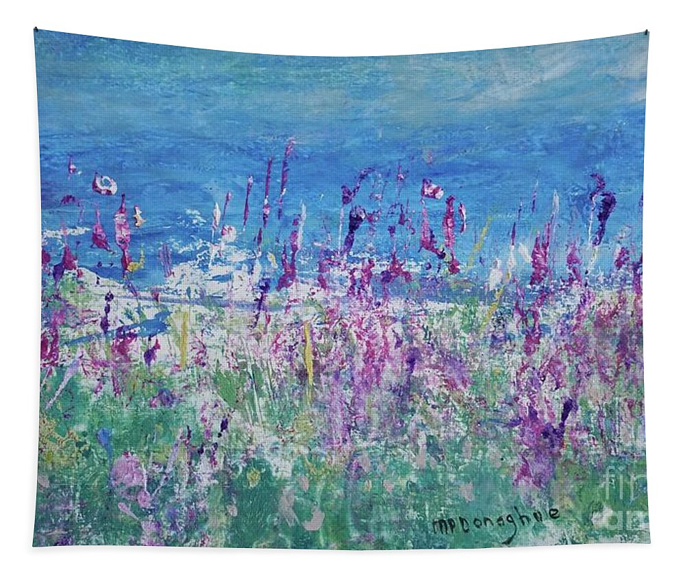 Wildflower Tapestry featuring the painting Wildflower Fields on Northeast Travels by Patty Donoghue