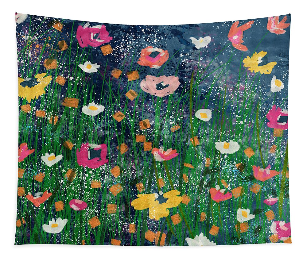 Flowers Tapestry featuring the mixed media Wildflowers 2- Art by Linda Woods by Linda Woods