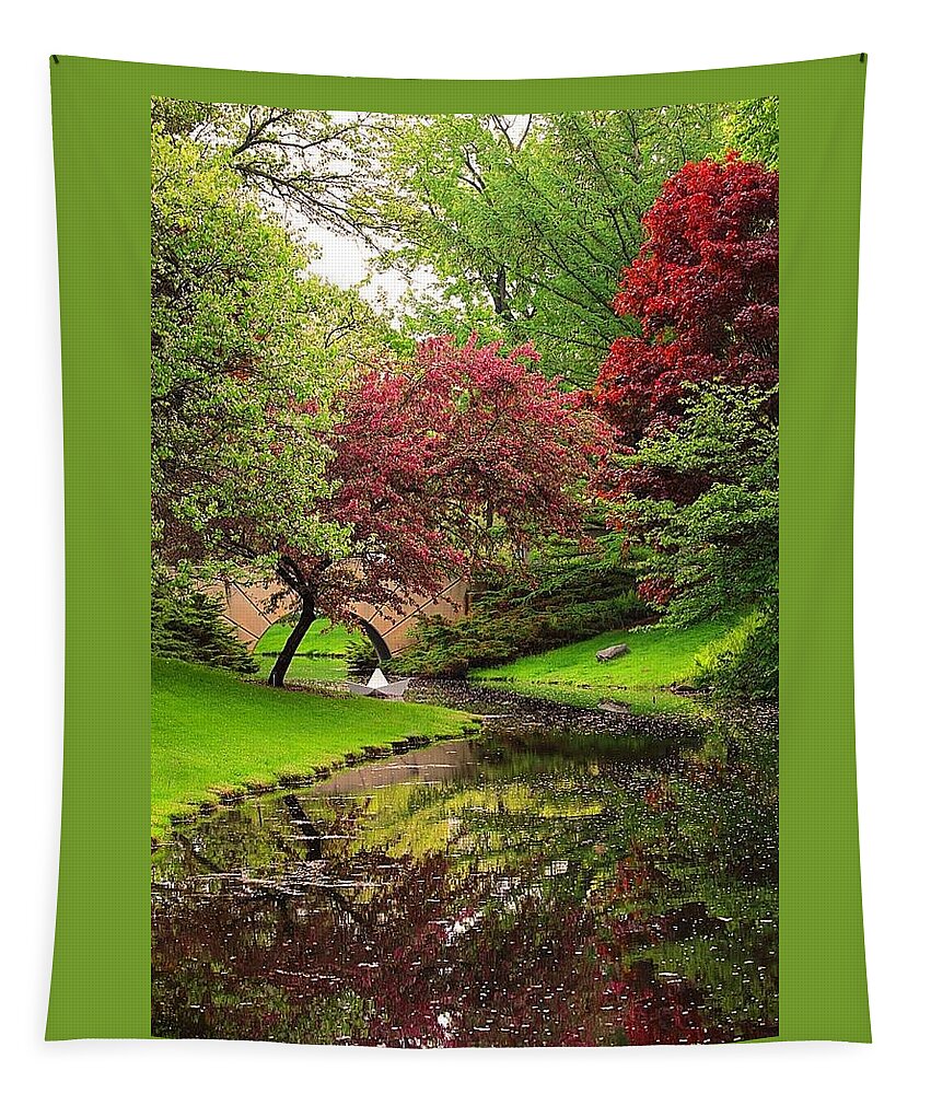 Bridge Tapestry featuring the photograph Winding Gentle Stream by Tina M Daniels  Whiskey Birch Studios