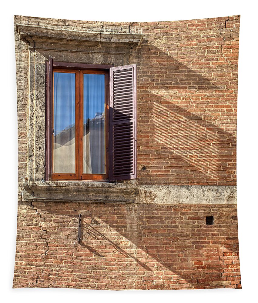 Tuscany Tapestry featuring the photograph Window Shutter Shadow of Tuscany by David Letts
