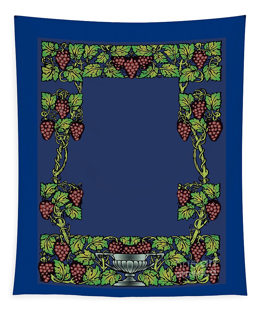 Abstract Tapestry featuring the digital art Wine Floral Frame by Ariadna De Raadt