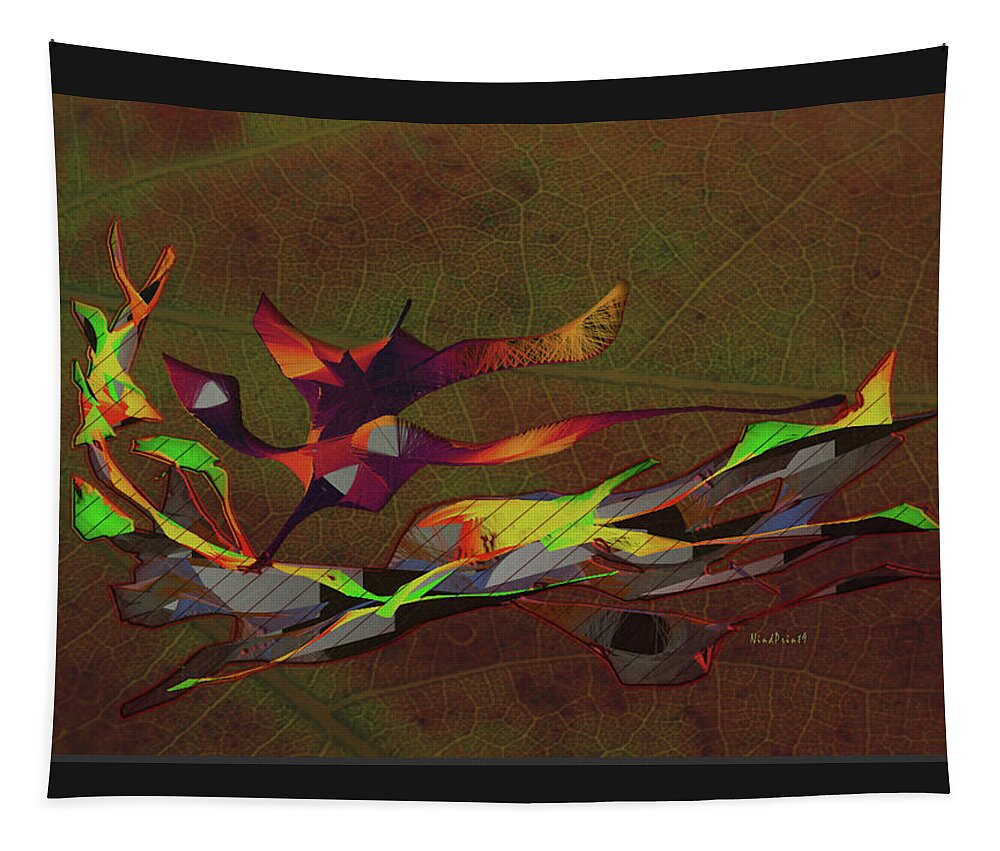 Lizard Tapestry featuring the digital art Winged Lizard by Asok Mukhopadhyay