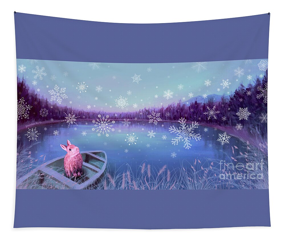 Stirrup Lake Tapestry featuring the painting Winter Dream by Yoonhee Ko
