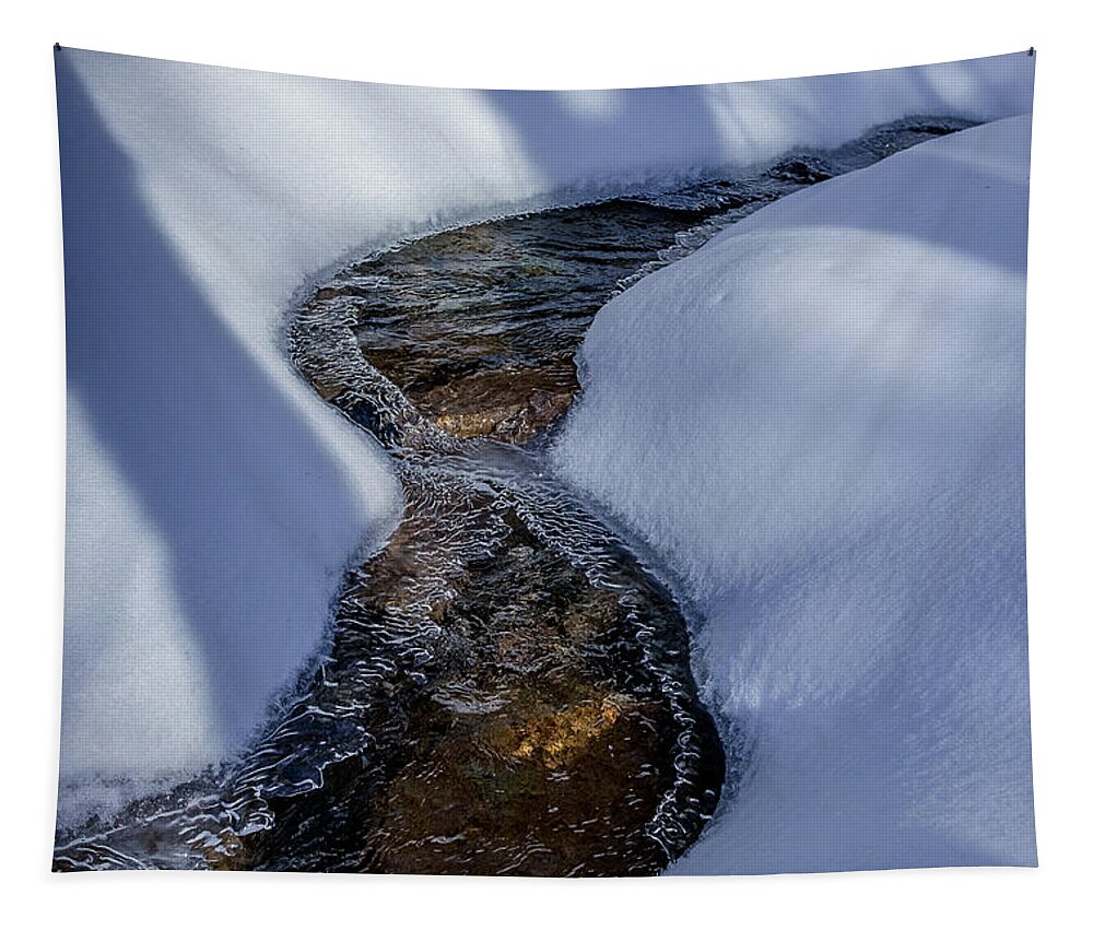 New Hampshire Tapestry featuring the photograph Winter Stream. by Jeff Sinon