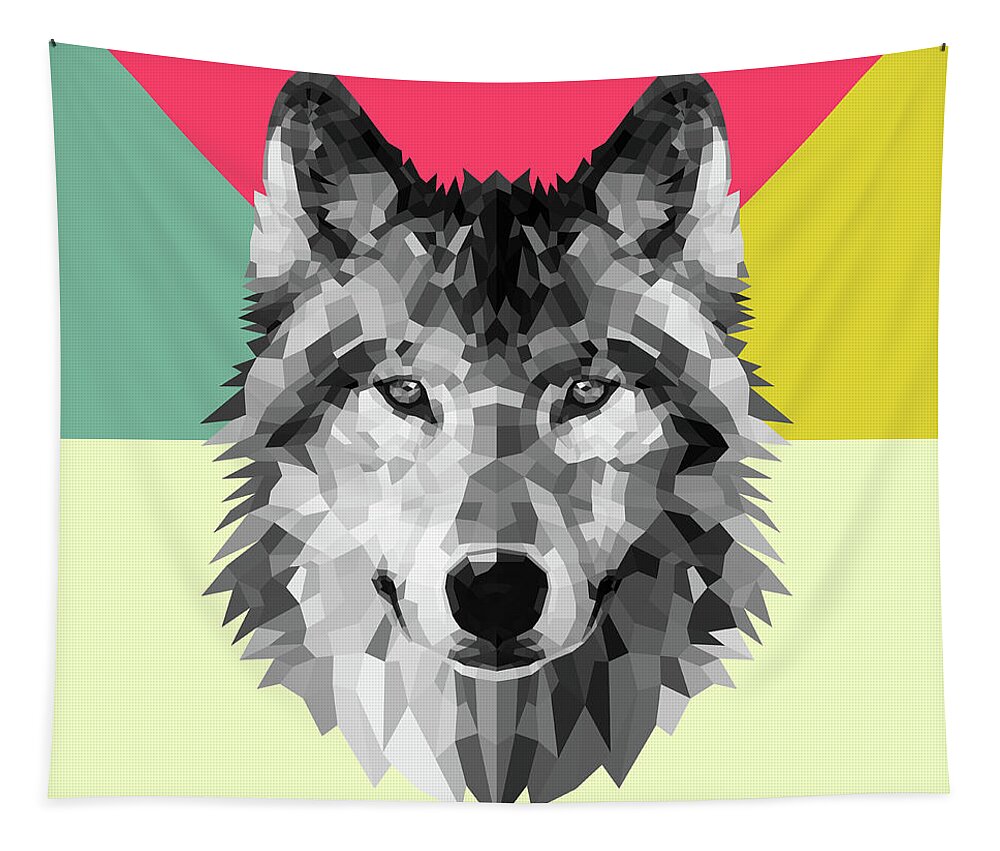 Wolf Tapestry featuring the digital art Wolf by Naxart Studio