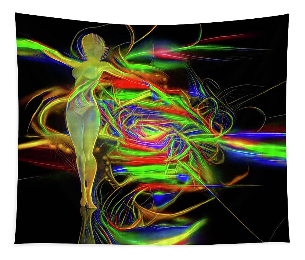 Acrobatics Tapestry featuring the digital art Woman in action pose by Bruce Rolff