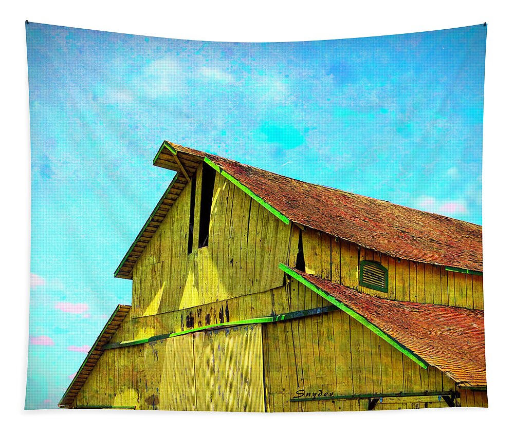 Yellow Barn Nipomo California Tapestry featuring the photograph Yellow Barn Nipomo California by Floyd Snyder