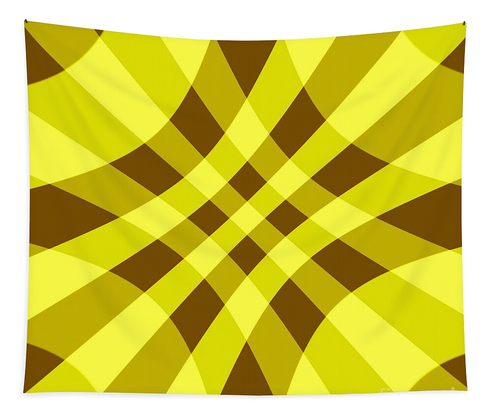Yellow Tapestry featuring the digital art Yellow Brown Crosshatch by Delynn Addams for Home Decor by Delynn Addams