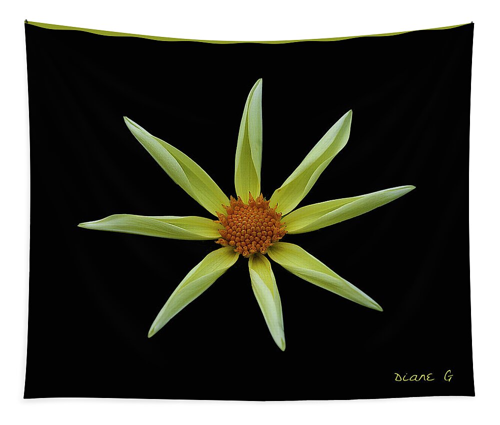 Yellow Star Dahlia Tapestry featuring the photograph Yellow Star Dahlia by Diane Giurco