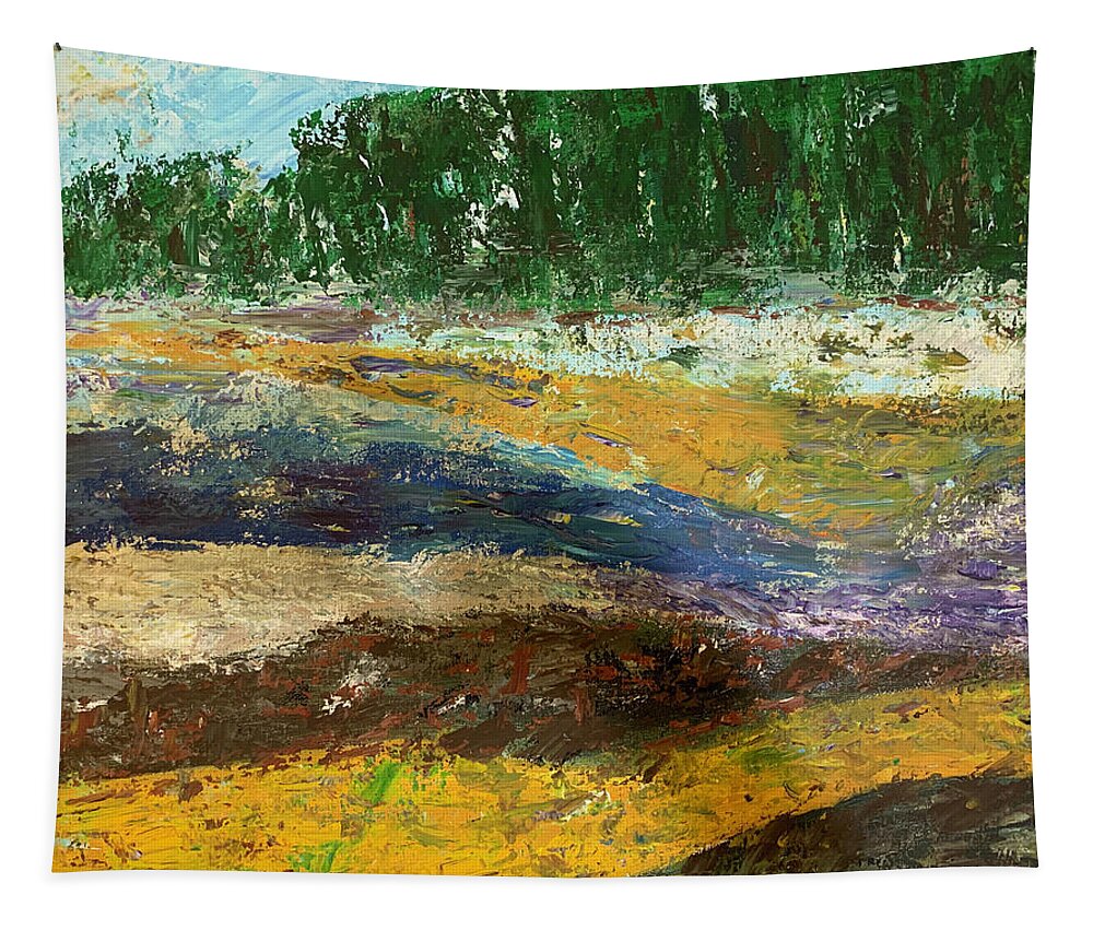 Yellowstone Tapestry featuring the painting Yellowstone by Raji Musinipally