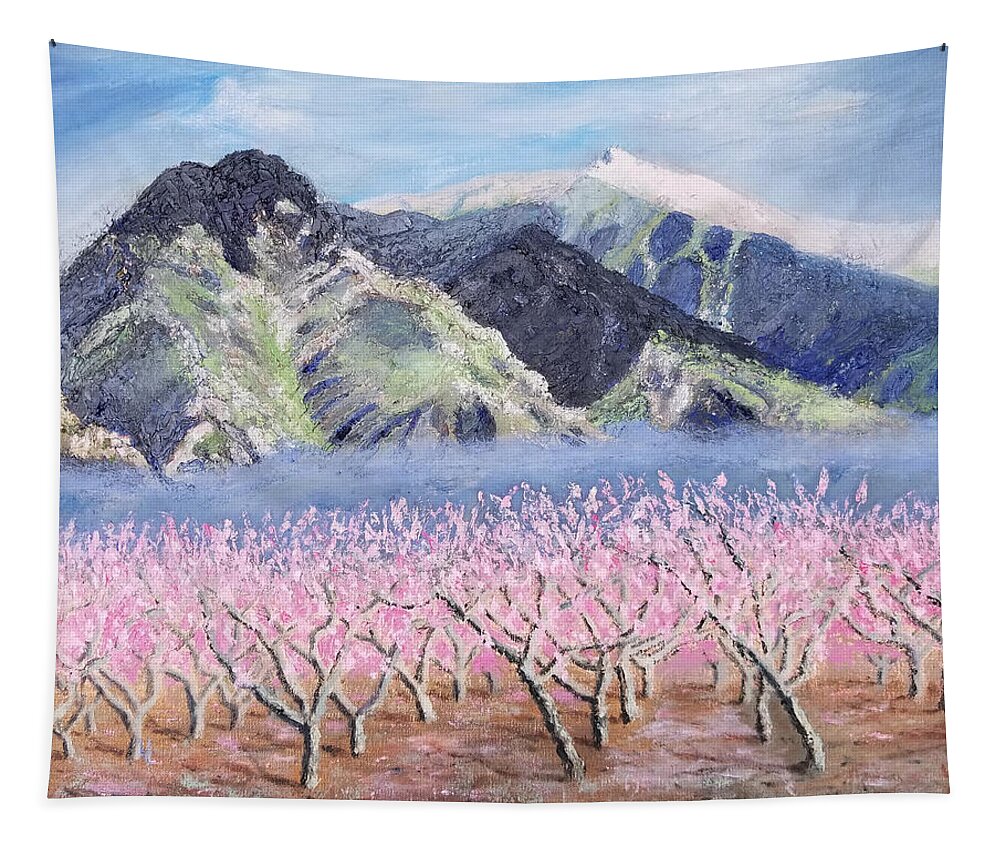 Mountain Tapestry featuring the painting Yolande's Canigou by Vera Smith