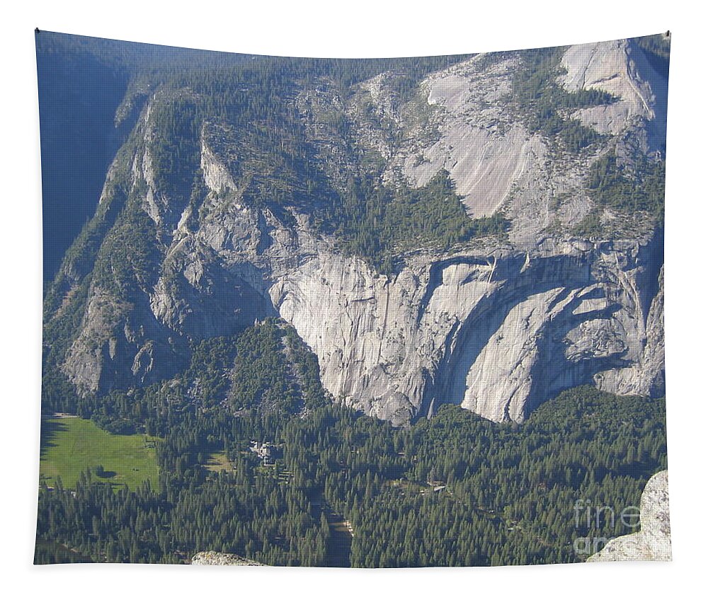 Yosemite Tapestry featuring the photograph Yosemite National Park Yosemite Valley Aerial View by John Shiron