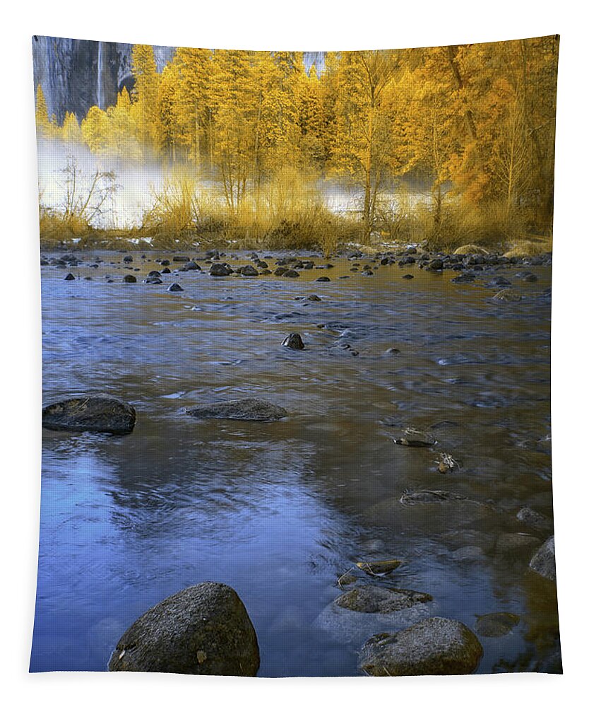 Yosemite Tapestry featuring the photograph Yosemite River in Yellow by Jon Glaser