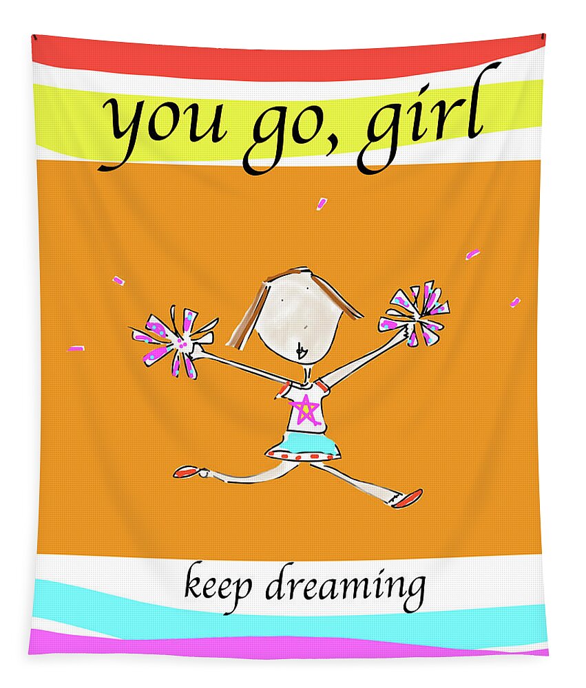 Colorblock Tapestry featuring the digital art You Go, Girl by Ashley Rice
