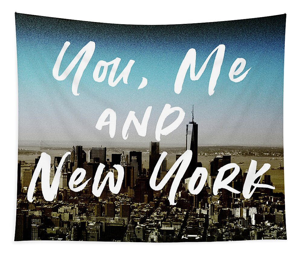 New York Tapestry featuring the mixed media You Me New York Color- Art by Linda Woods by Linda Woods