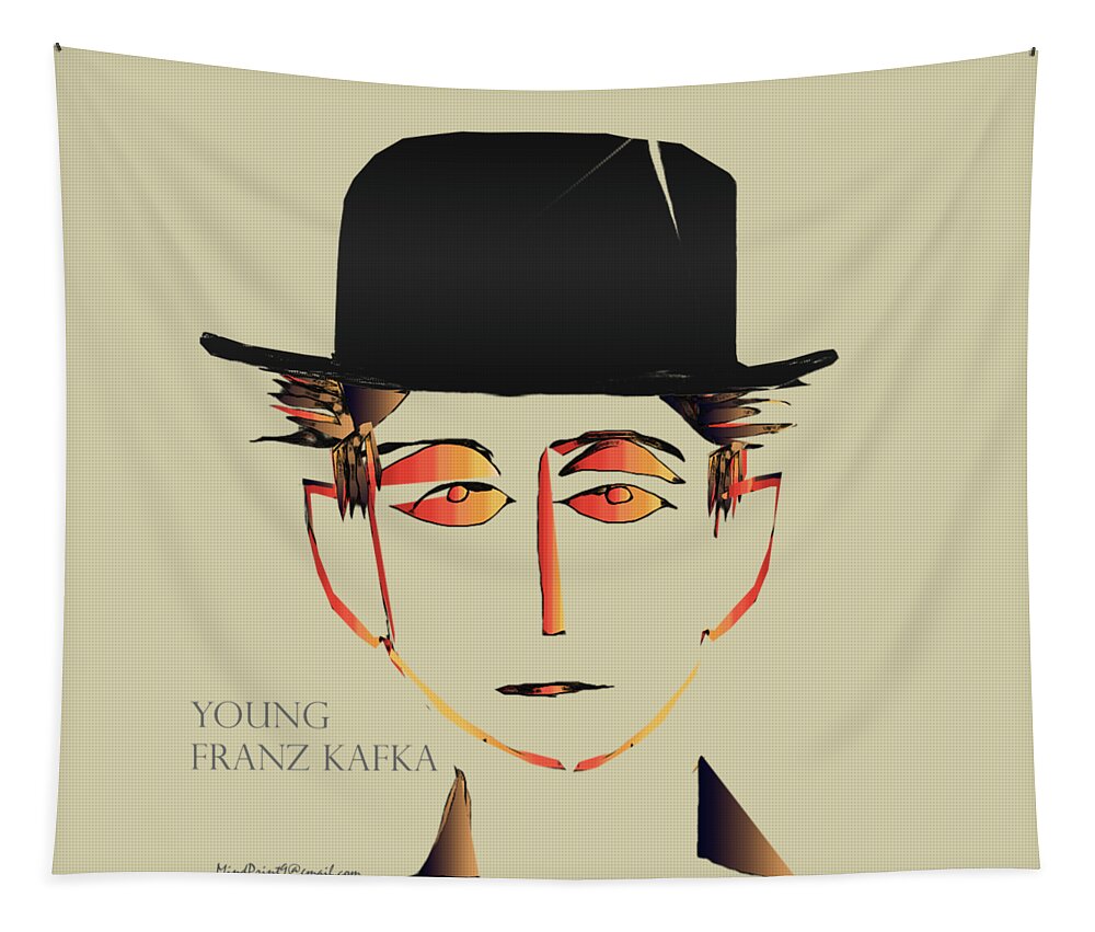 Kafka Tapestry featuring the digital art Young Kafka by Asok Mukhopadhyay