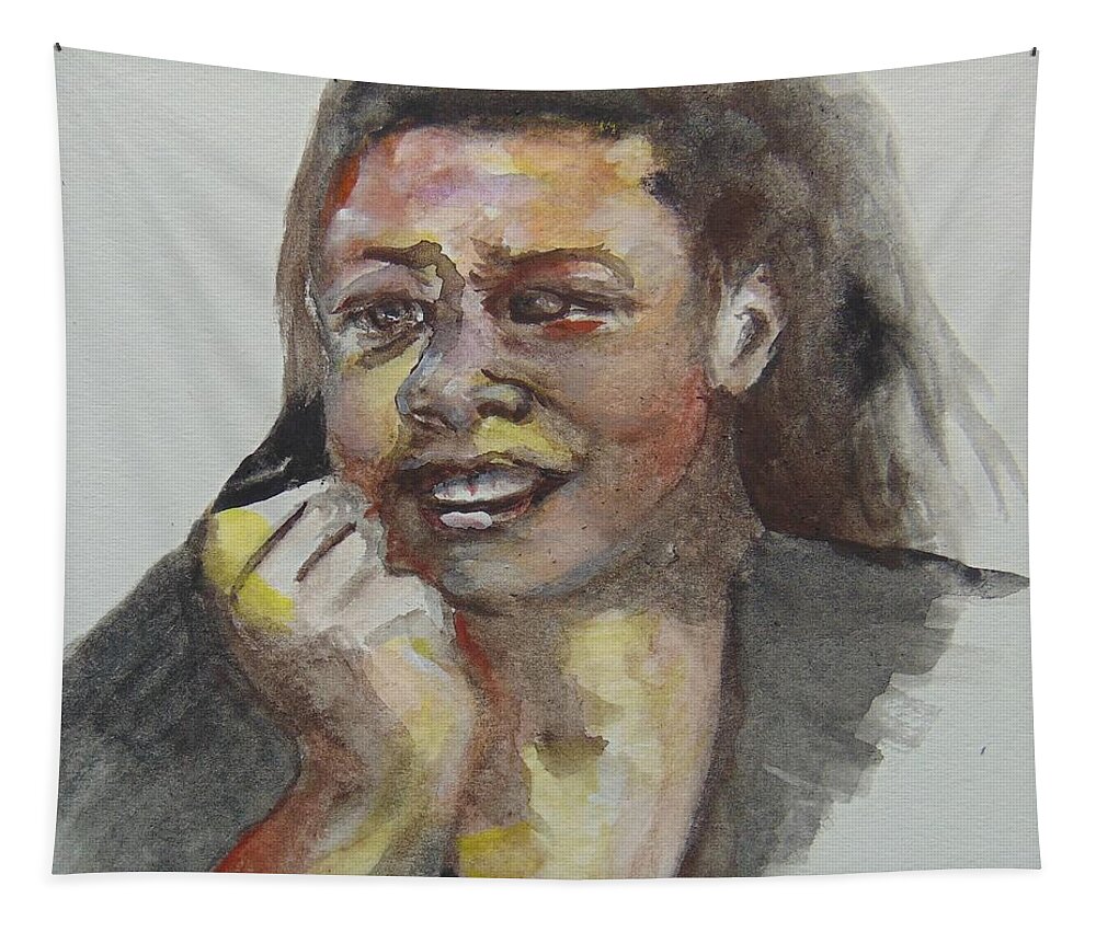 Maya Angelou Tapestry featuring the painting Young Maya by Saundra Johnson