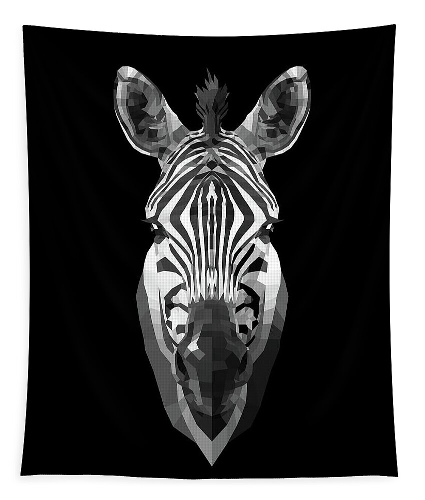 Zebra Tapestry featuring the digital art Zebra's Face by Naxart Studio