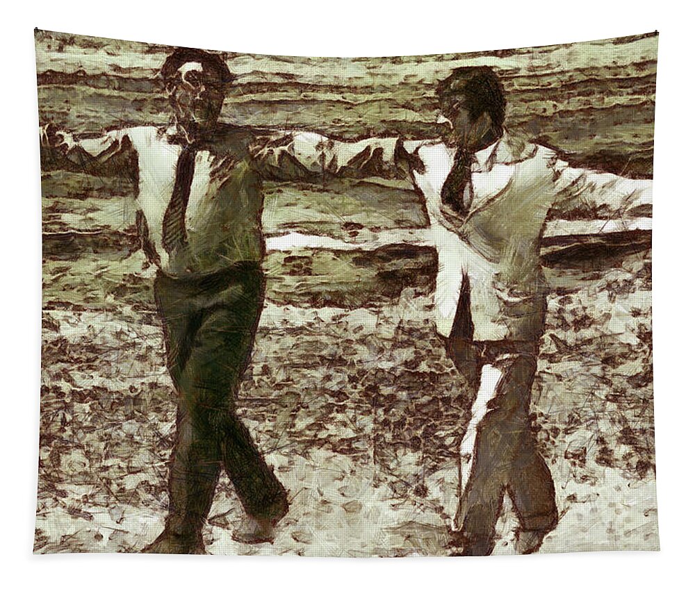 Zorba Dance Tapestry featuring the painting Zorba dance by George Rossidis