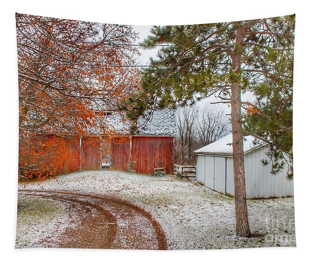 Barn Tapestry featuring the photograph 0788 - North Lake Pleasant Road's Hidden Red by Sheryl L Sutter