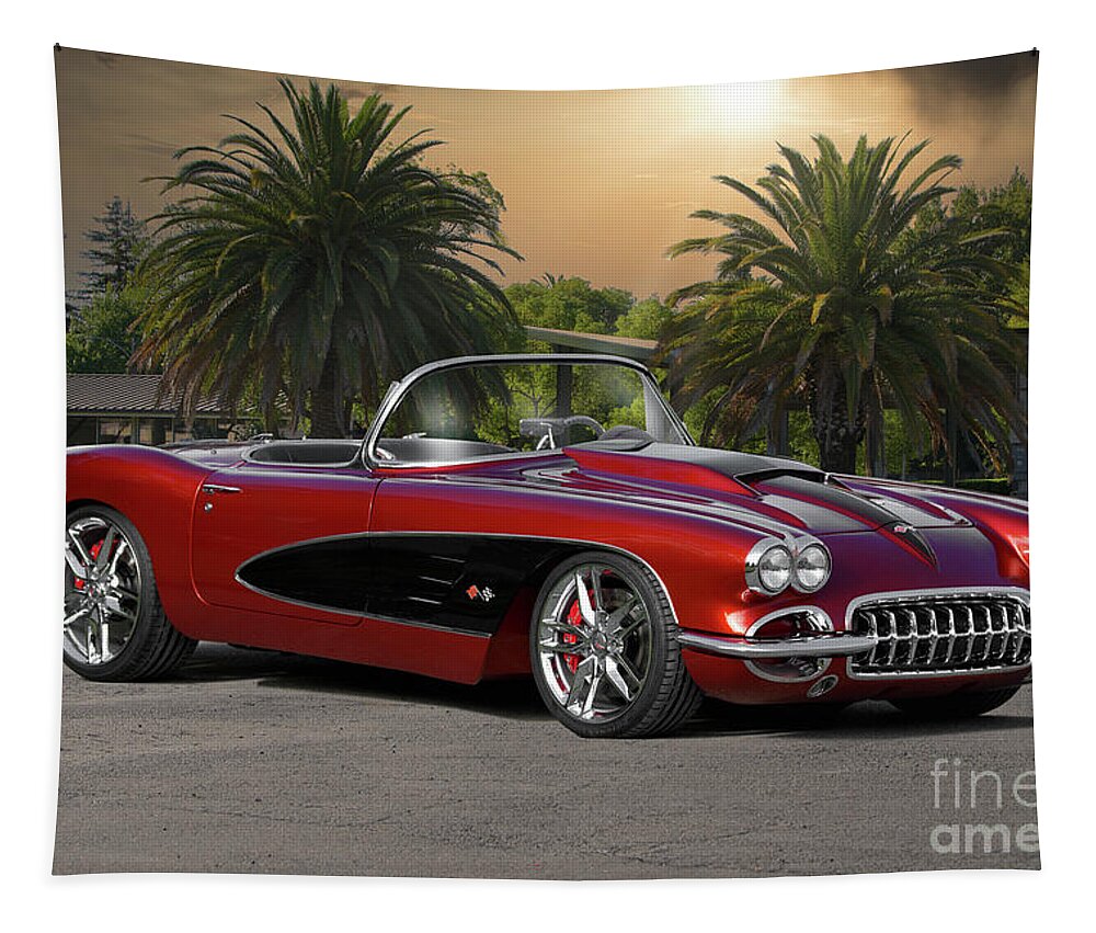 1958 Chevrolet Corvette Tapestry featuring the photograph 1958 Corvette 'Pro Touring' Convertible by Dave Koontz