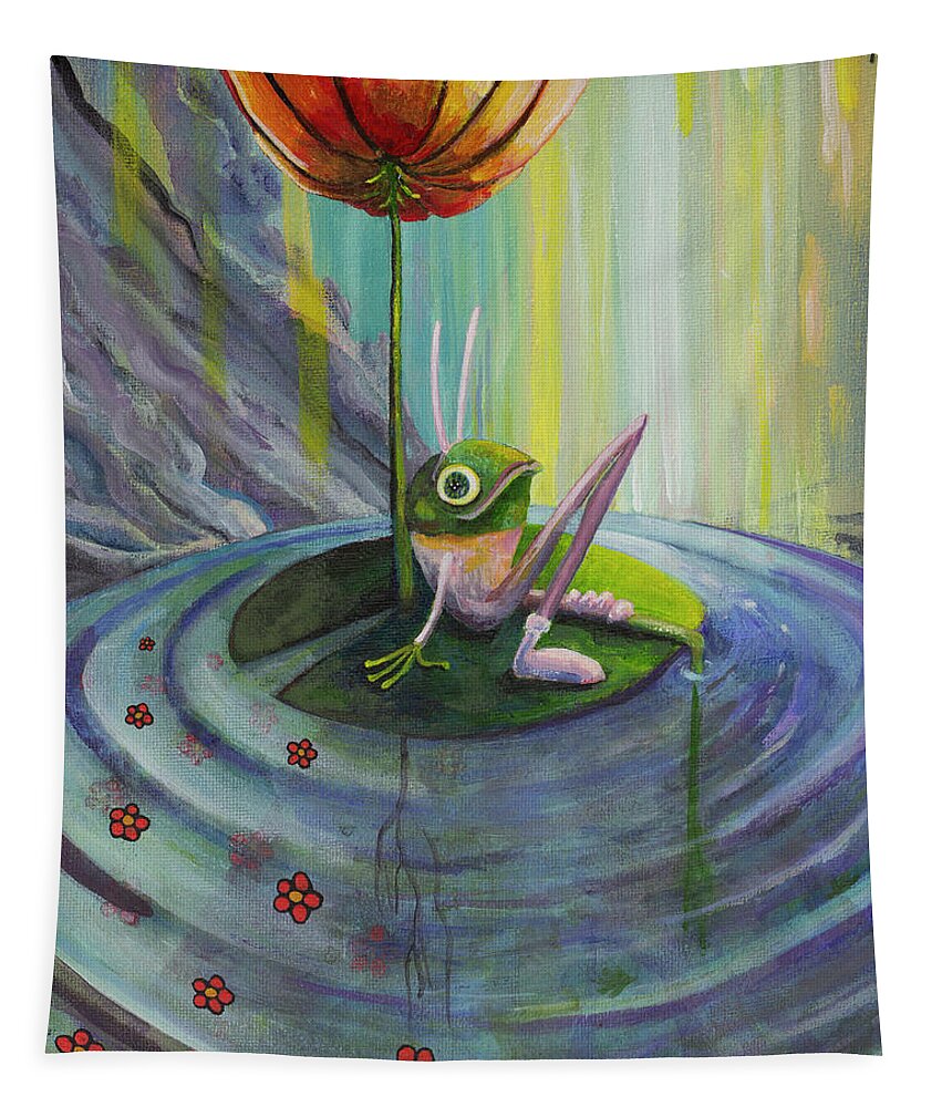 Frog Tapestry featuring the painting A Frog in a Bunny Suit by Mindy Huntress