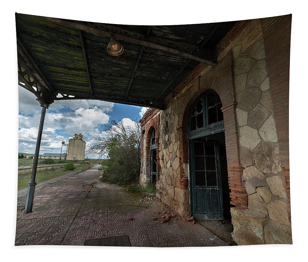 Station Tapestry featuring the photograph Abandoned railway station. Platform #2 by RicardMN Photography