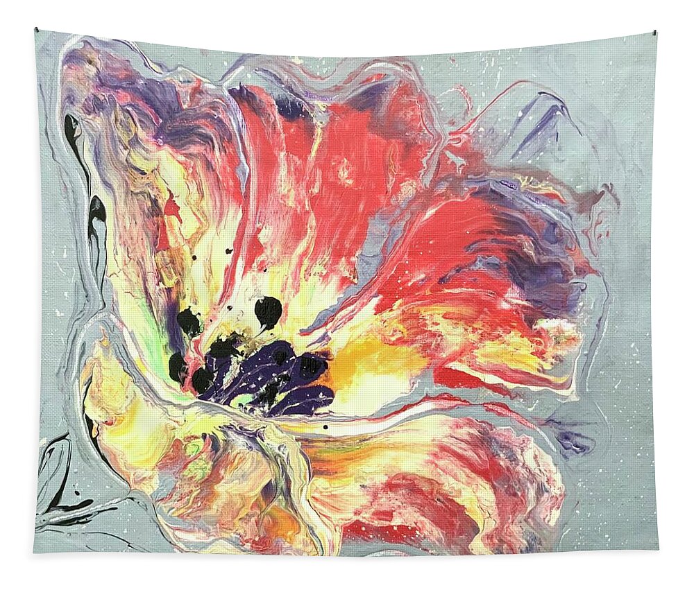 Floral.flowers Tapestry featuring the painting Abstract Flower #2 by Gina De Gorna