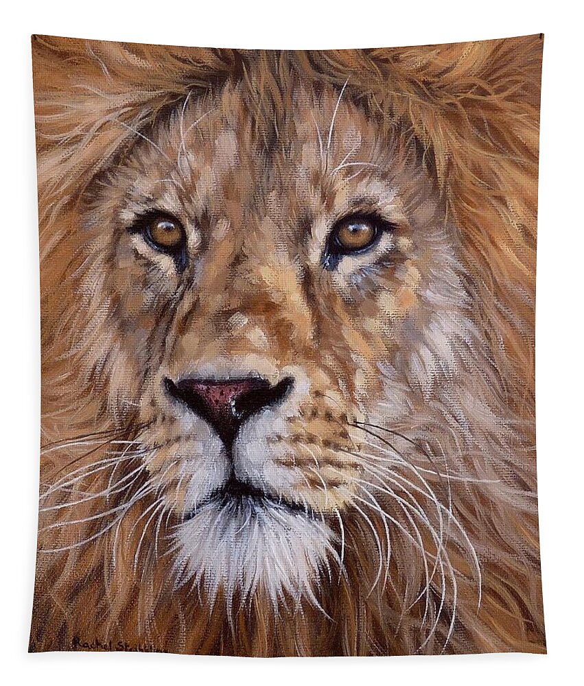 Lion Tapestry featuring the painting African Lion Painting #1 by Rachel Stribbling