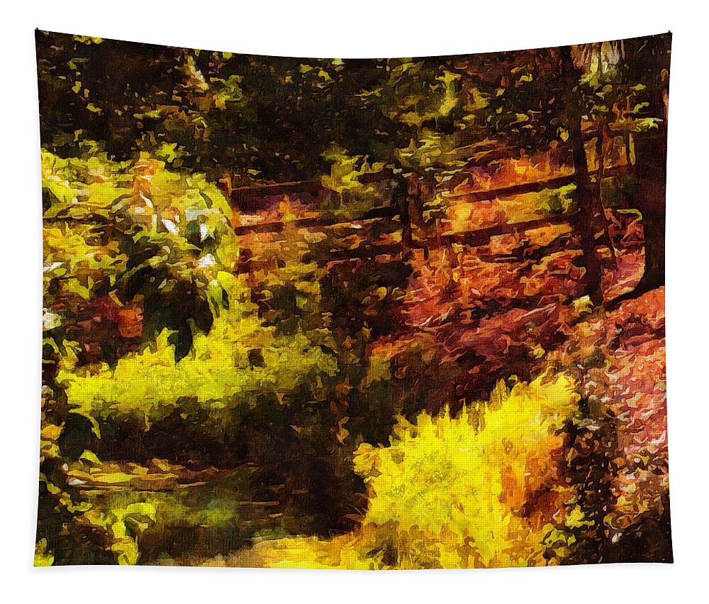 Woods Tapestry featuring the mixed media Afternoon in the Woods by Christopher Reed