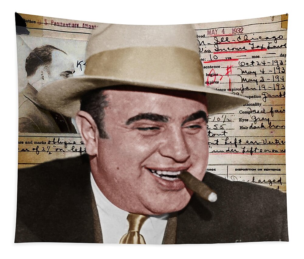 Wingsdomain Tapestry featuring the photograph Al Capone Department of Justice Bureau of Investigation Criminal History Record 20200213 v2 #1 by Wingsdomain Art and Photography