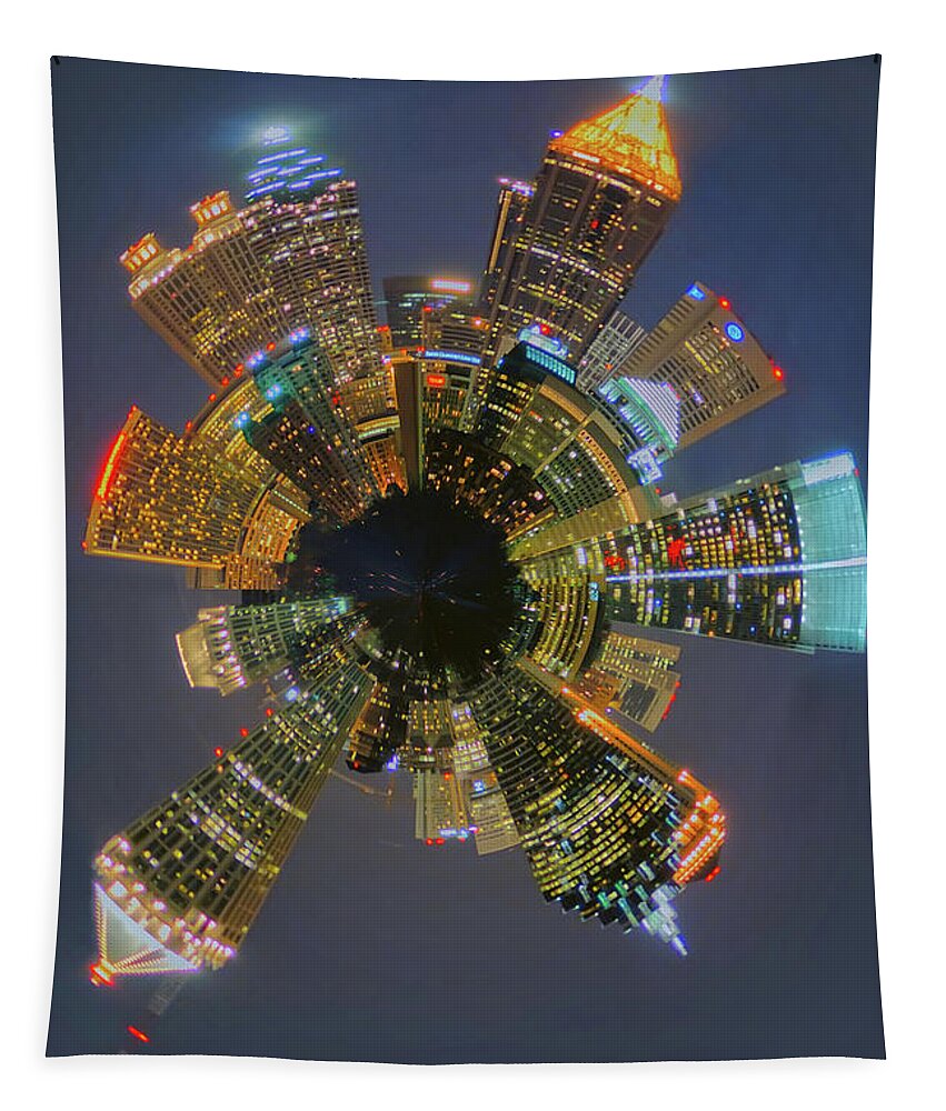 View Tapestry featuring the photograph Atlanta Skyline Mini Planet #1 by Alex Grichenko