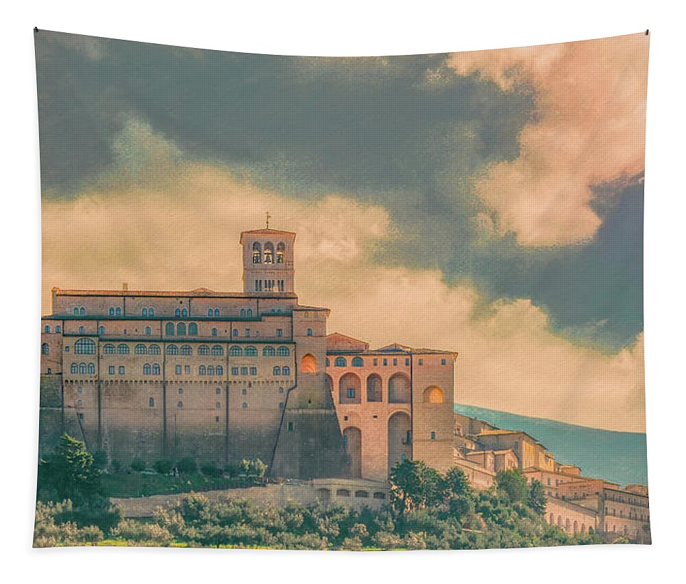 Italy Tapestry featuring the photograph Basilica of St. Francis of Assisi #2 by Marcy Wielfaert