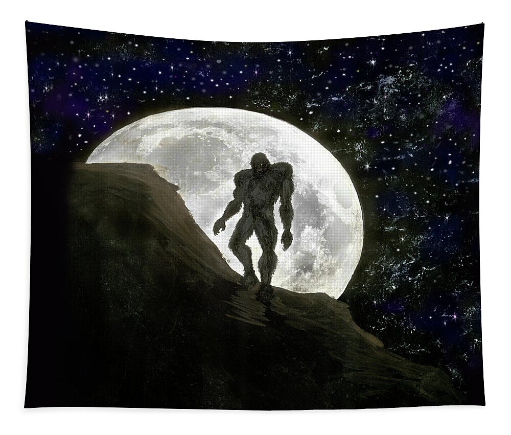 Beast Tapestry featuring the digital art Beast at Full Moon #1 by Kevin Middleton