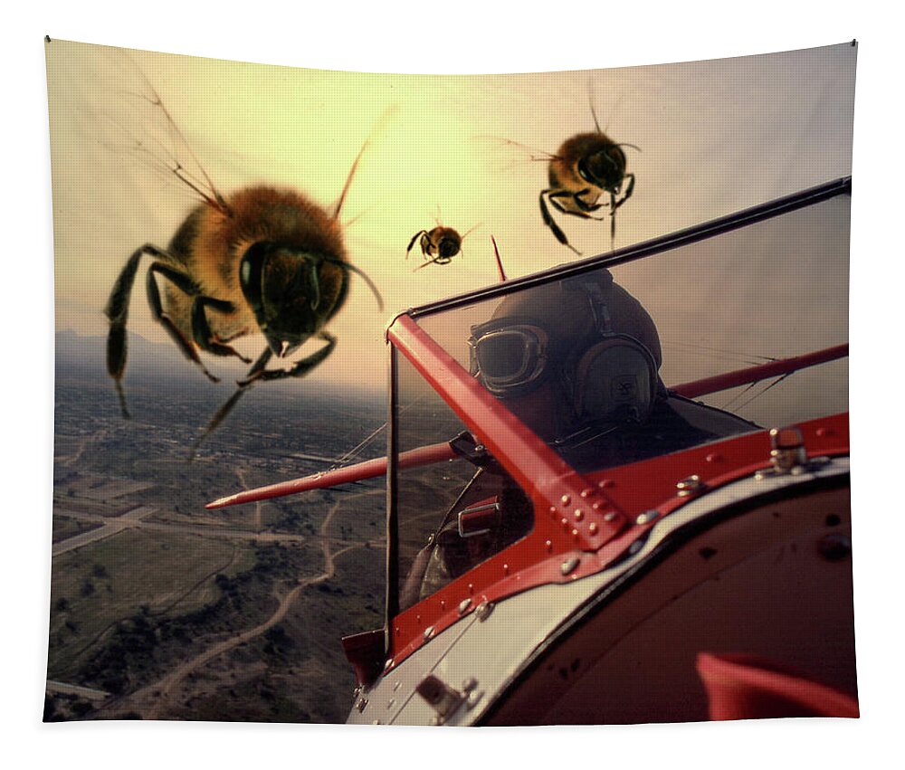 Fantasy Tapestry featuring the photograph Bee Attack 2 by Jim Painter