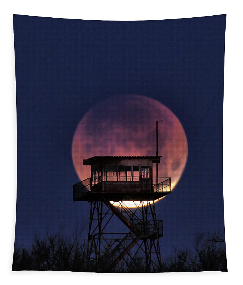  Tapestry featuring the photograph Blue Blood Super Eclipse Moon - Queen Wilhelmina State Park #1 by William Rainey